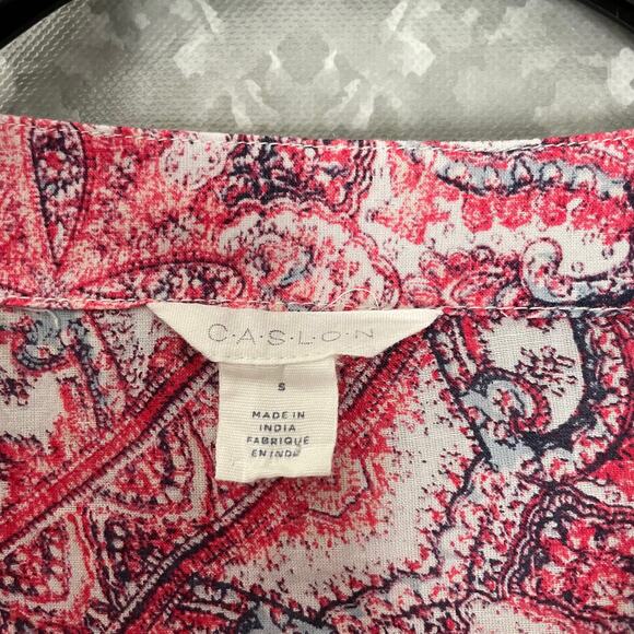 Caslon Pink Tapestry Print Boho Peasant Blouse - Size Small - Flutter Sleeve Top - Picture 4 of 6
